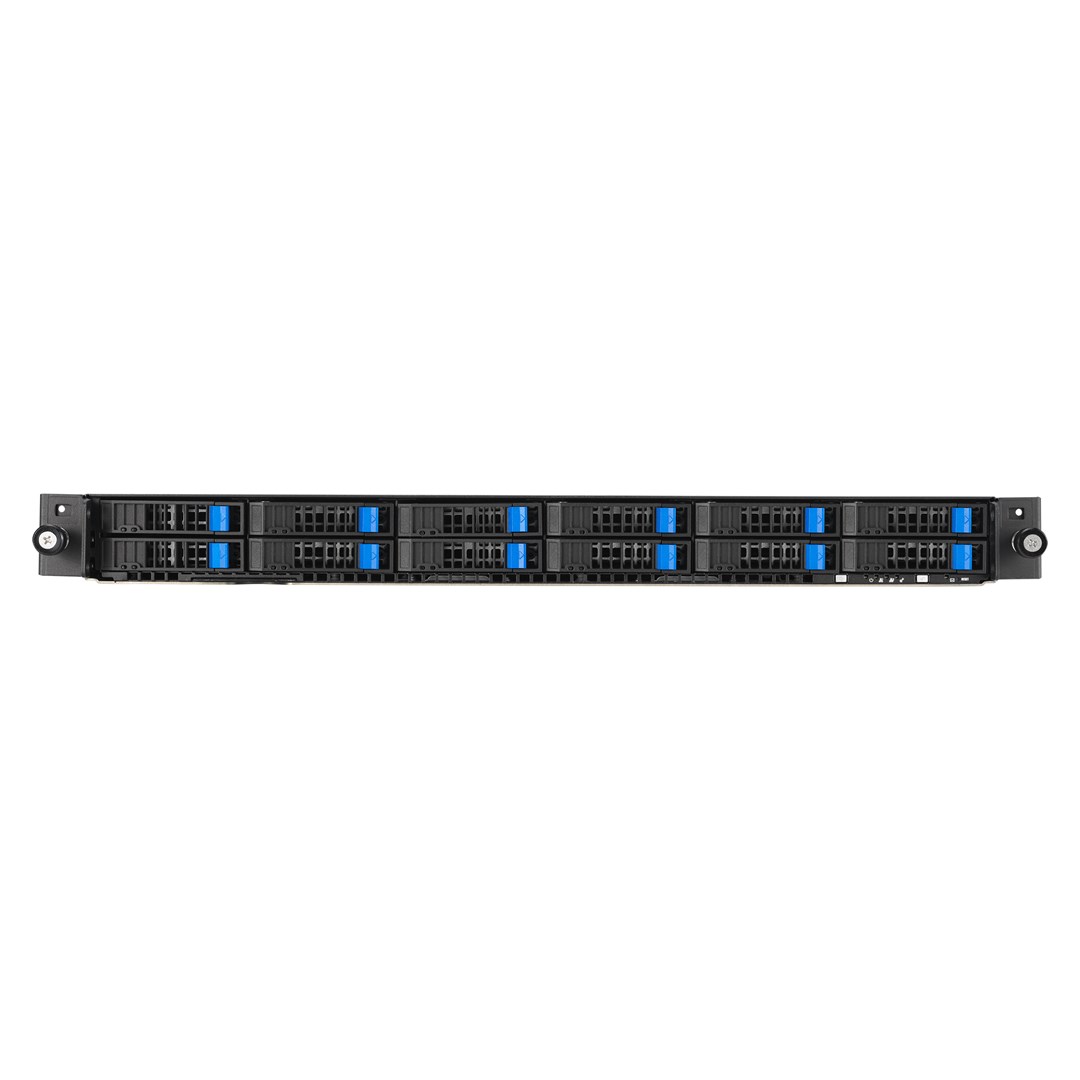 Platforma Asus Rack (1U) RS700A-E12-RS12U AMD Epyc 9004 (12x NVMe, 2xM.2, 1xGPU, 2x10Gbe, IPMI, 1+1 2600W)