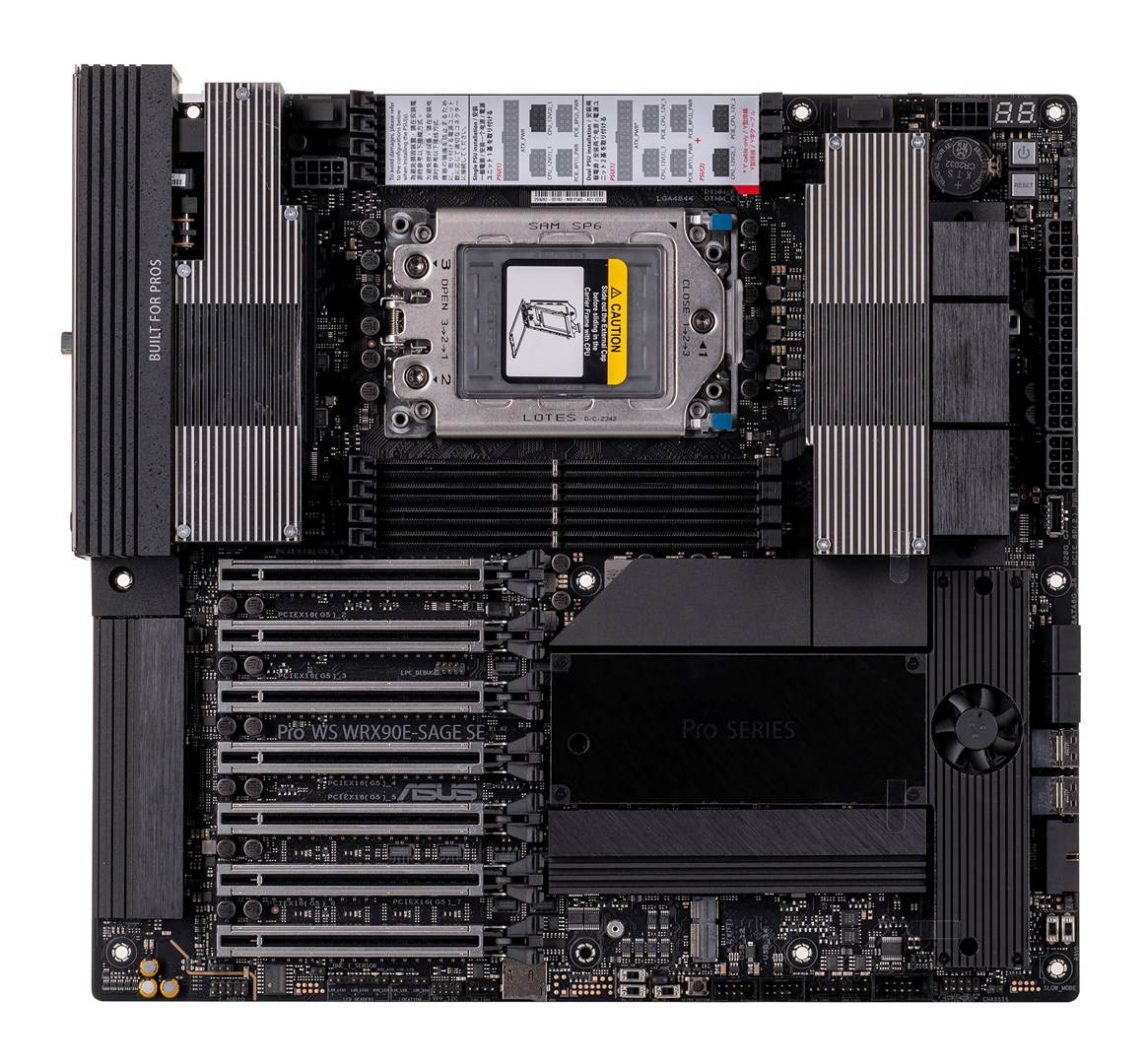 Płyta główna Asus Pro WS WRX90E-SAGE SE 1x sTR5 AMD ryzen Threadripper PRO 7000 SoC (8x DIMM, 4x SATA, 2x SlimSAS, 4xM.2, 2x10Gbe, IPMI, EEB)