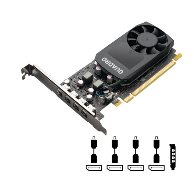 Karta graficzna PNY NVIDIA P1000  V2 LowProfile  4 GB GDDR5, PCIe  3.0 x16,  4x Mini DP 1.4, LP bracket, 4x mDP to DP adapter, Retail