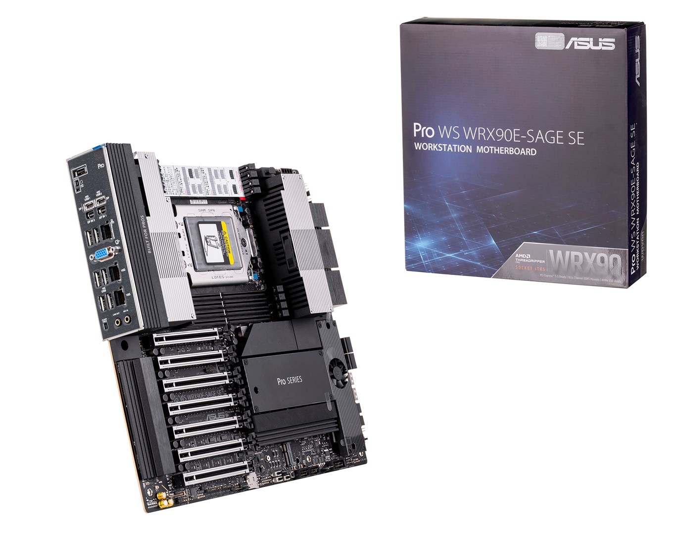 Płyta główna Asus Pro WS WRX90E-SAGE SE 1x sTR5 AMD ryzen Threadripper PRO 7000 SoC (8x DIMM, 4x SATA, 2x SlimSAS, 4xM.2, 2x10Gbe, IPMI, EEB)