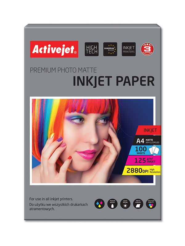 Activejet AP4-125M100 Papier fotograficzny matowy  (A4; 100 szt.)